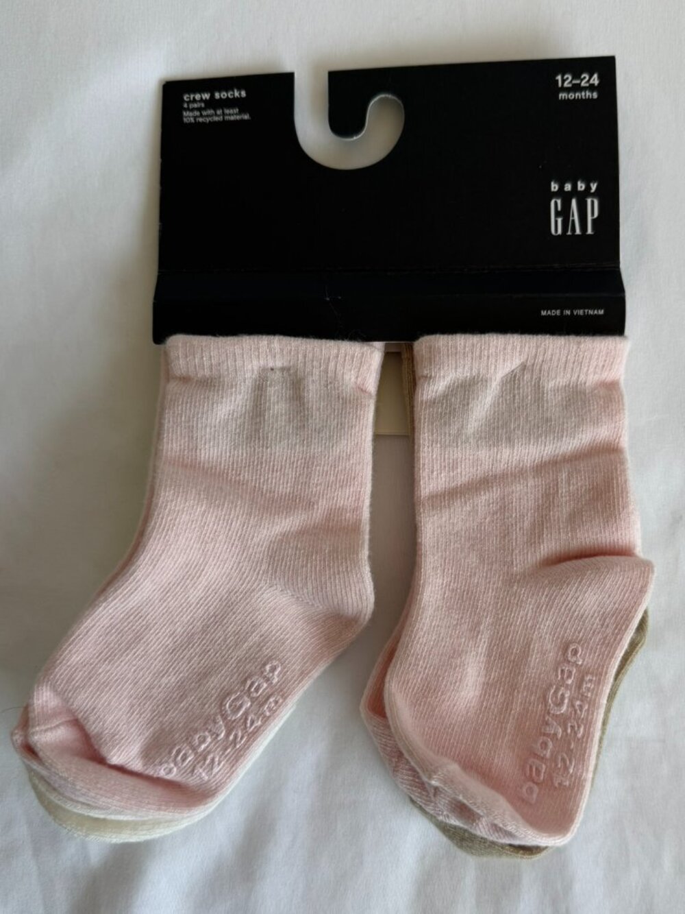 babyGap Toddler Girls Crew Socks 4 Pack 12-24 Months Pink Ivory Beige NWT